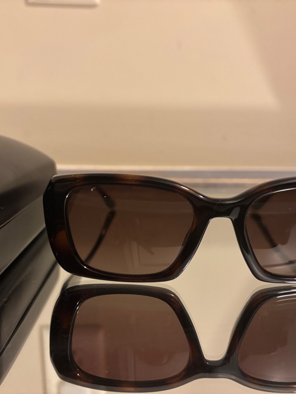Coach Men's Tortoiseshell Rectangular Sunglasses with Brown Lenses